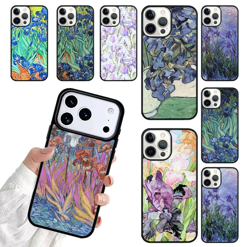 Lilac Irises Paintng Phone Case For iPhone 17 16 15 14 13 12 11 Pro Max 17air Shockproof Cover Fundas