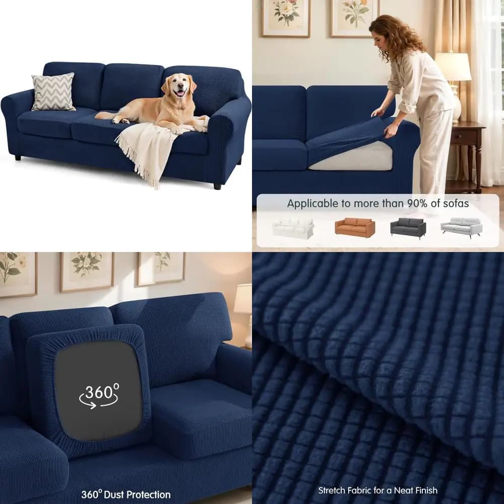 SUBRTEX 7 Pieces Elasticized Sofa Cover Set Sets for Pillows for Background Protection Collection Sets for Furniture for Oves
