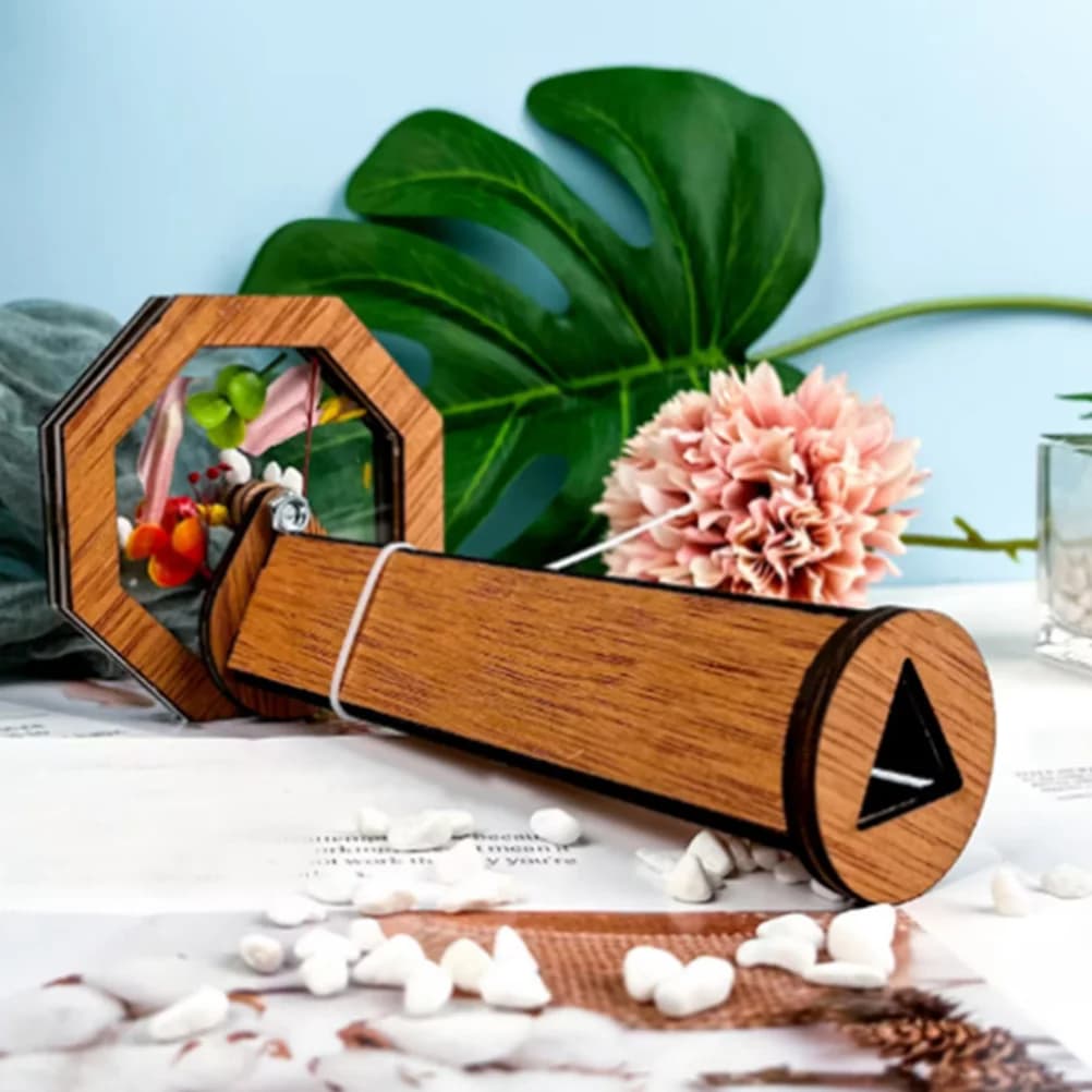 Kit caleidoscopio in legno Design rotante Giocattolo educativo per bambini Materiali sicuri Sviluppo della vista Legno acrilico Regalo per bambini