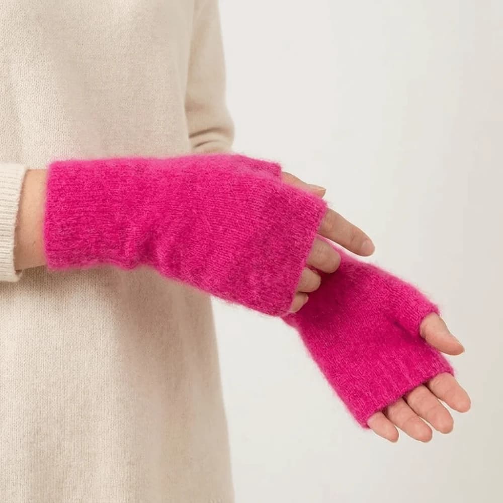 Cute Soft Knitted Gloves Wool Velvet Half Finger Gloves Thicken Mink Cashmere Plush Mittens Outdoor