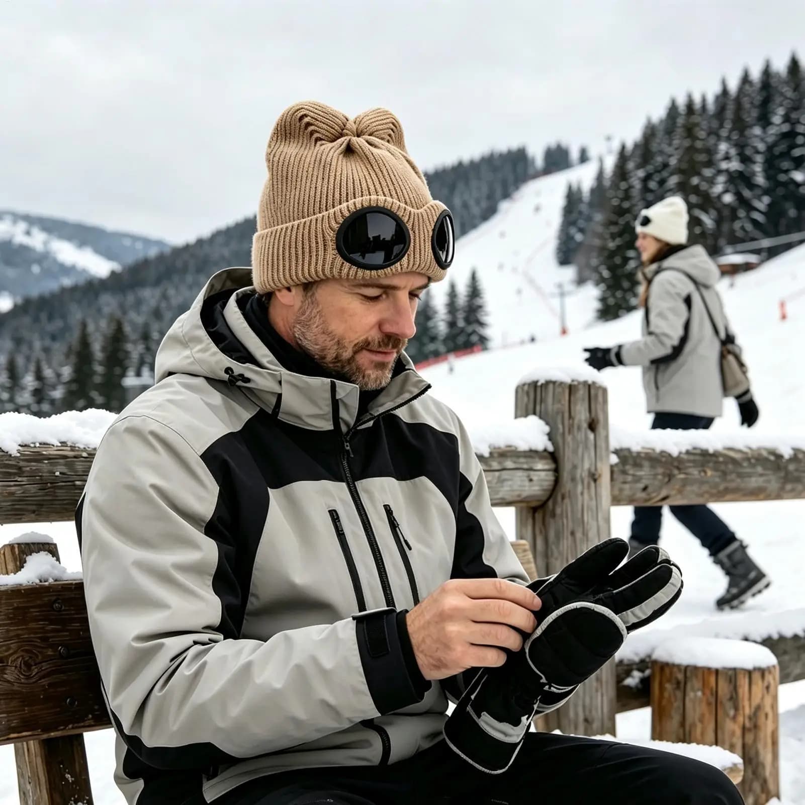 Goggle Beanie Unisex Windproof Warm Winter Ski Cycling Outdoor Hat Goggle Hat For Men Women Ski Cycling Baseball Vacation Travel