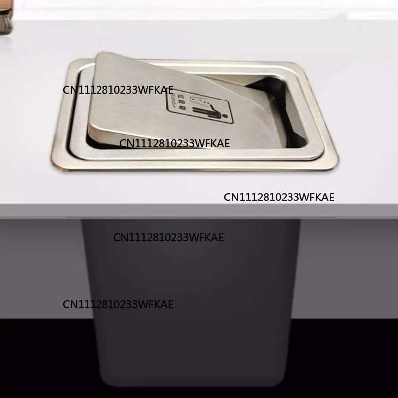 Household Trash Cans Kitchen Countertop Embedded Trash Can Flip Concealed Waste Bins Table Cleaning Supplies Kitchen Decoration