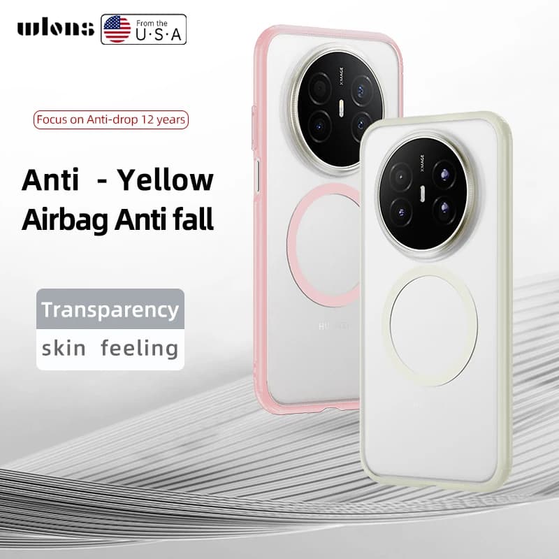 Per Huawei Mate 70 Air Case Magsafe Semi-trasparente satinato Pelle del bambino Touch sollevato Obiettivo della fotocamera Protezione labbra Cover morbida ibrida