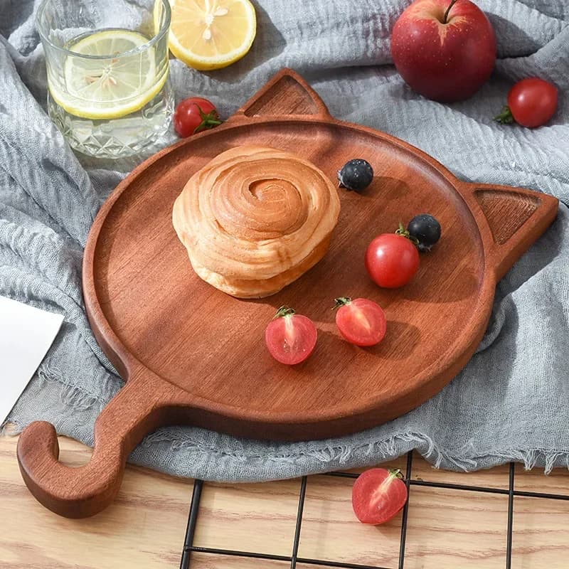 Tagliere in Legno Massello di Ebano Multifunzionale, Vassoio da Cucina, Tagliere per Bistecche, Frutta e Pane, Utensile per Servire Cibo