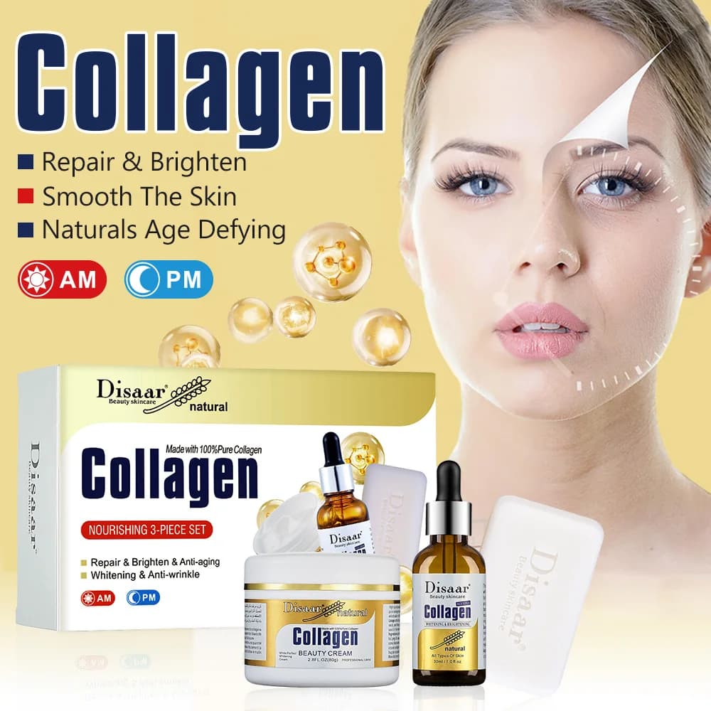 Skin Care Kit for the Illuminating Collagen in 3 Pieces, Emollient and Hydrating Product for Skin Care