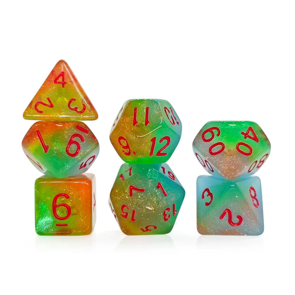 7Pcs/set Gradient Flowing Light Mixed Color Acrylic Dice Set for Dungeons and Dragons DND RPG Home Entertainment Games Toys