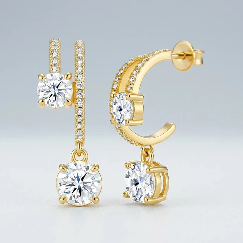 S925 silver moissanite ear rings, ear buckles, European and American light luxury design, versatile ear accessories, earrings fo