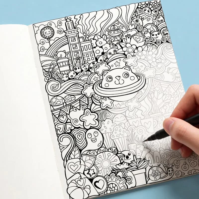 A Graffiti Decompression Drawing Sketch Book with Animal/plant/science Fiction/funny Elements 21 Patterns Bring You Peaceful