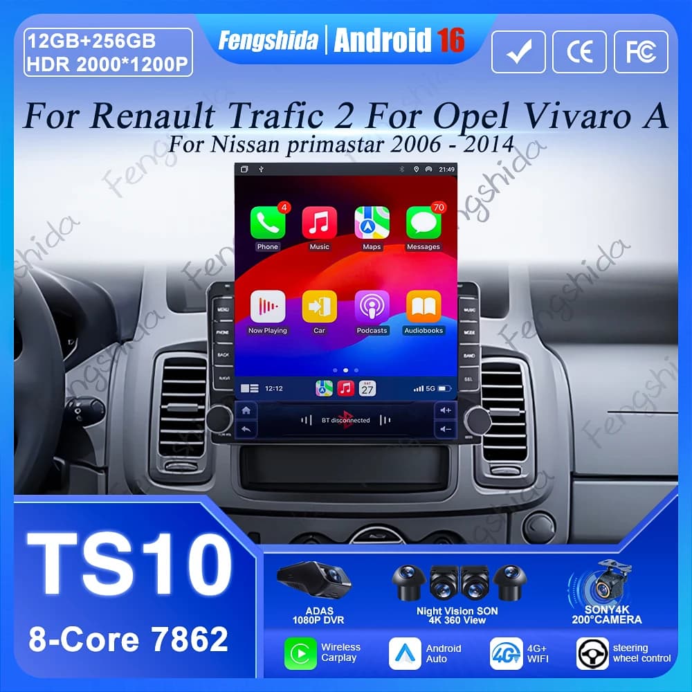 9.7 pollici Per Renault Trafic 2 Per Opel Vivaro A Per Nissan primastar 2006 - 2014 Navigazione GPS Carplay Android Auto 4G No 2din