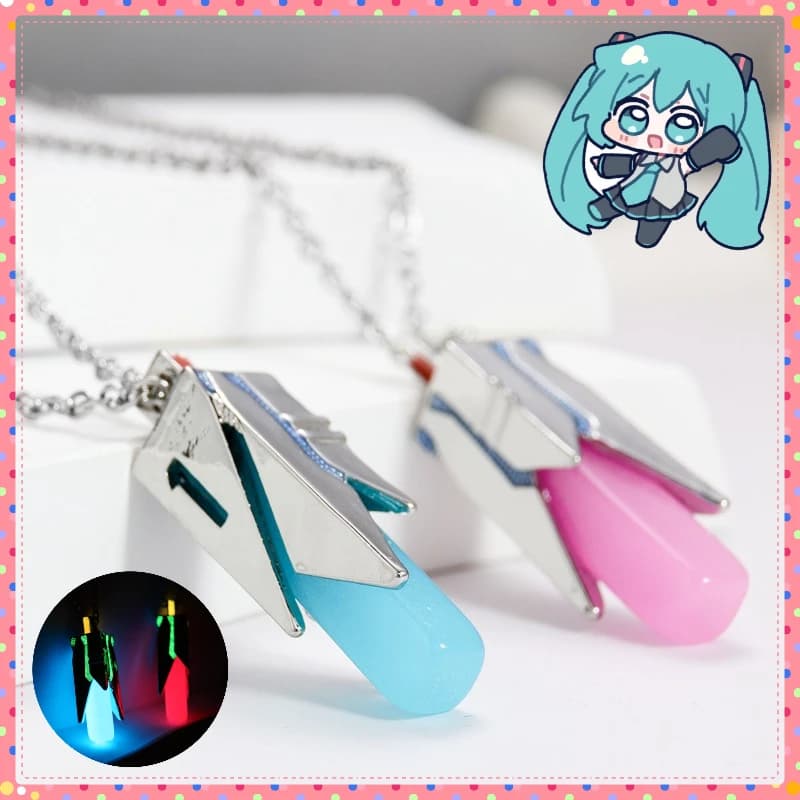 Miku Anime Peripheral Necklace Cartoon Fluorescent Jewelry Pendant Accessories Couple Gifts Fans Collect Birthday Gifts