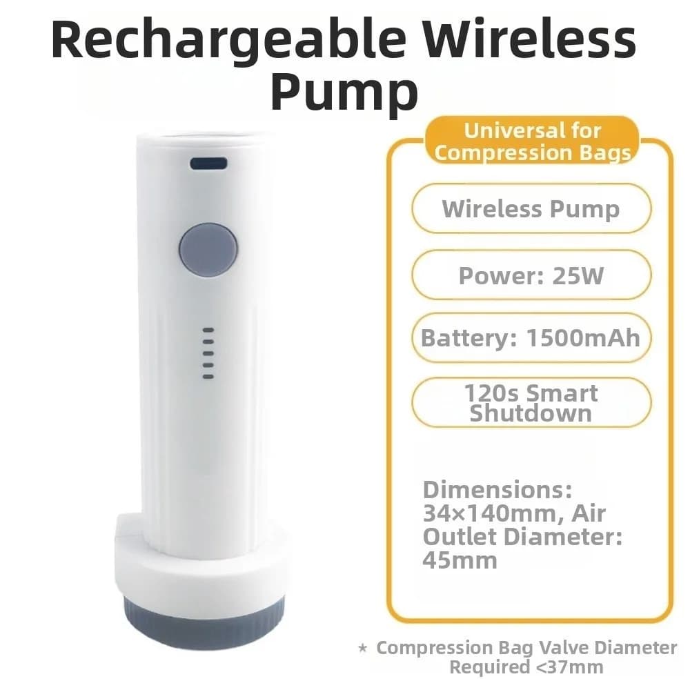 New Rechargeable Electric Vacuum Pump Portable Lightweight Compressed Bag Air Pump Low Noise Mini Clothes Vacuum Sealer Travel