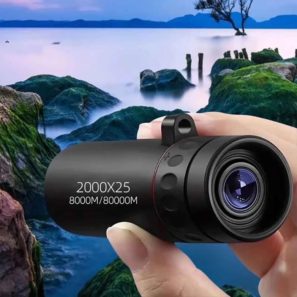 Telescopio monoculare HD 2000x24 Mini telescopio portatile per telefono cellulare con supporto Telescopi per birdwatching da caccia da campeggio all'aperto