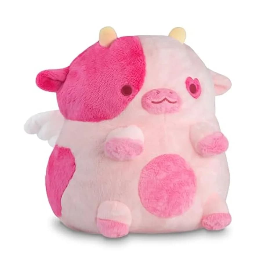 Cupid Cow Heatable Plush for Period Cramp Relief and Emotional Support, Microwavable Soft Toy Plushies, Coolable Stuffed Animal