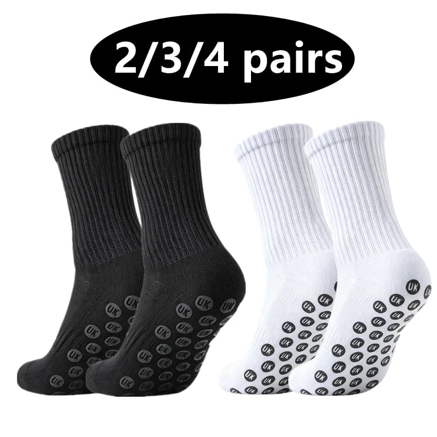 2/3/4pairs Breathable Grip Shockproof Socks Towel Bottom Non Slip For Mens Womens Football Tennis Cycling Outdoor Sports