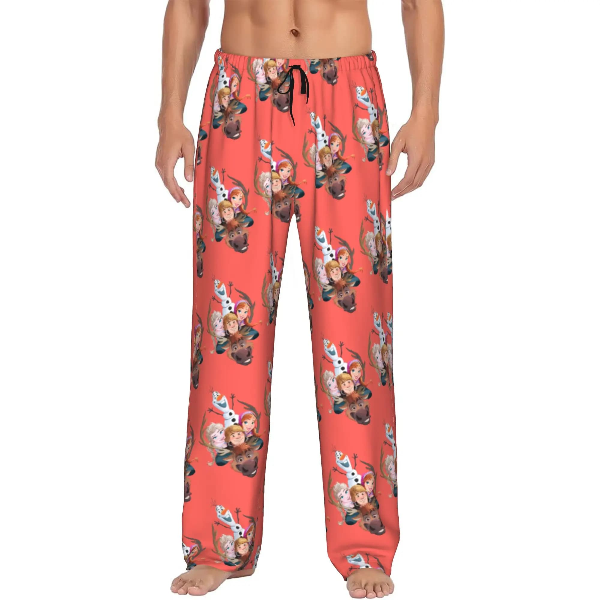 Pantaloni Pigiama Personalizzati da Uomo con Stampa F-Frozen Cartoon, Abbigliamento da Notte con Tasche