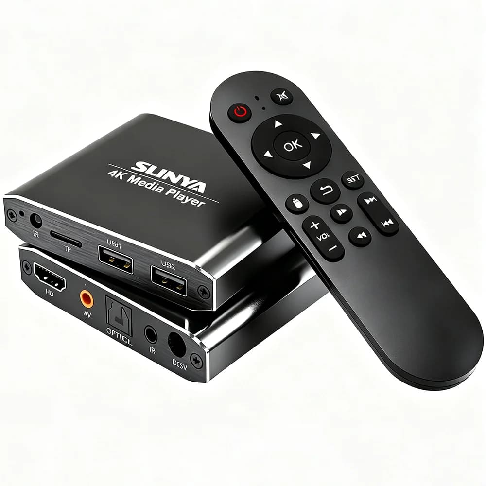 Lettore Multimediale Digitale 4K HD per TV, Lettore Video MP4 per Chiavette USB/Schede Micro SD, Segnaletica Digitale con Riproduzione Automatica, Uscita Ottica/HDMI/AV