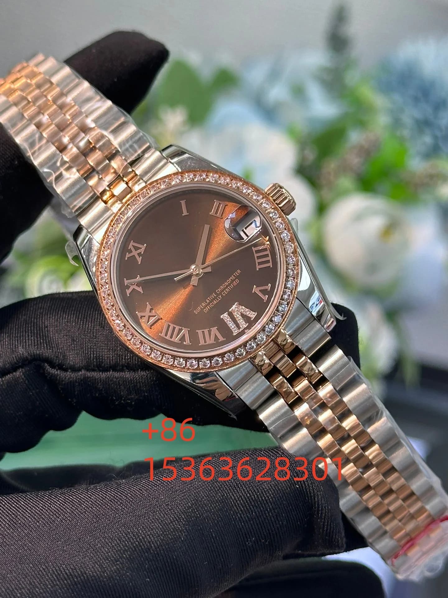 Orologio Meccanico Automatico da Donna con Zaffiro Luminoso, Acciaio Inossidabile 904L, Nero Blu Personalizzato