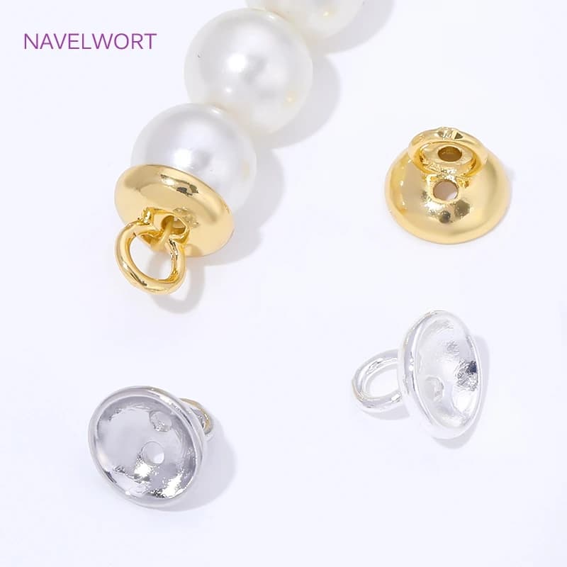 Tappo terminale in ottone placcato oro 8MM 18K per la creazione di gioielli, cappucci per bracciale, tappo terminale per perline con anello, forniture per gioielli, ricerca fai da te