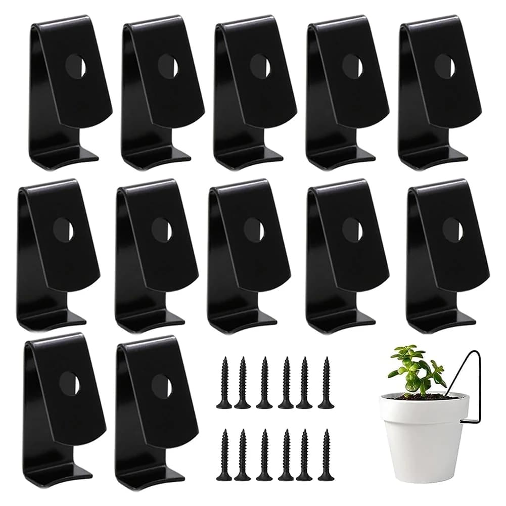 12 Pack Metal Plant Pot Hangers With Screws Wall Mount Hooks For 5-8 Inch Flower Pots Vertical Garden Hanging Brackets