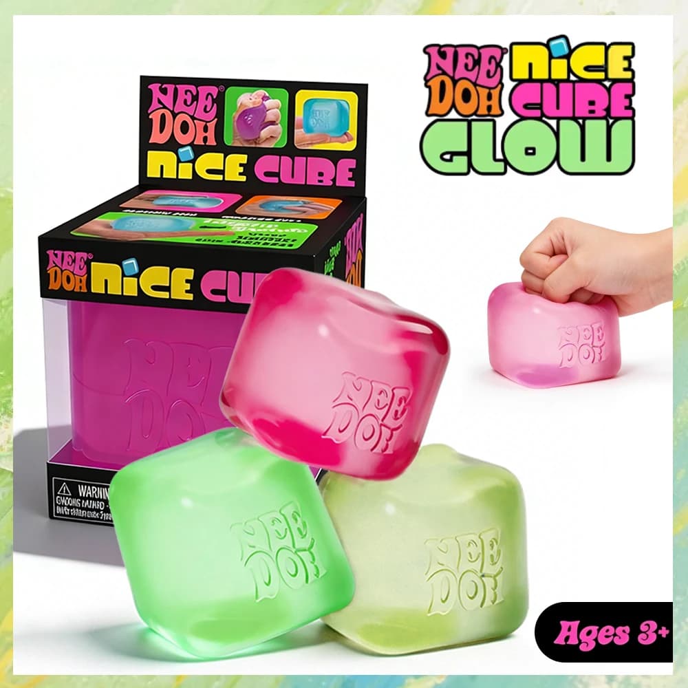 Needoh Nice Cube Giocattolo Sensoriale Antistress per Ansia e Concentrazione, per Adulti e Bambini, Fidget da Scrivania