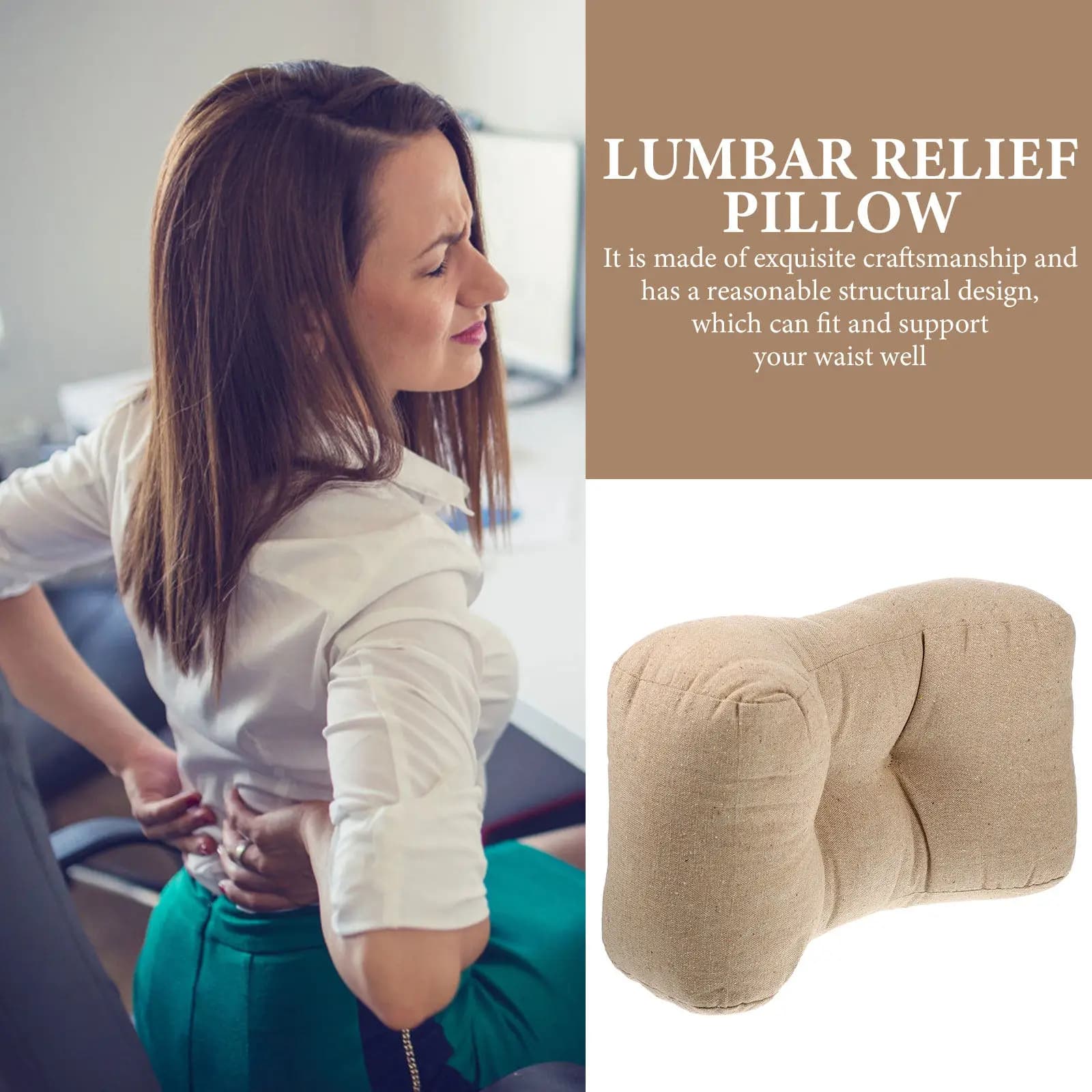 Office Chair Lumbar Support Pillow Comfortable Cotton Office Accessory Car Seat Cushion Waist Support Relieve Fatigue Back