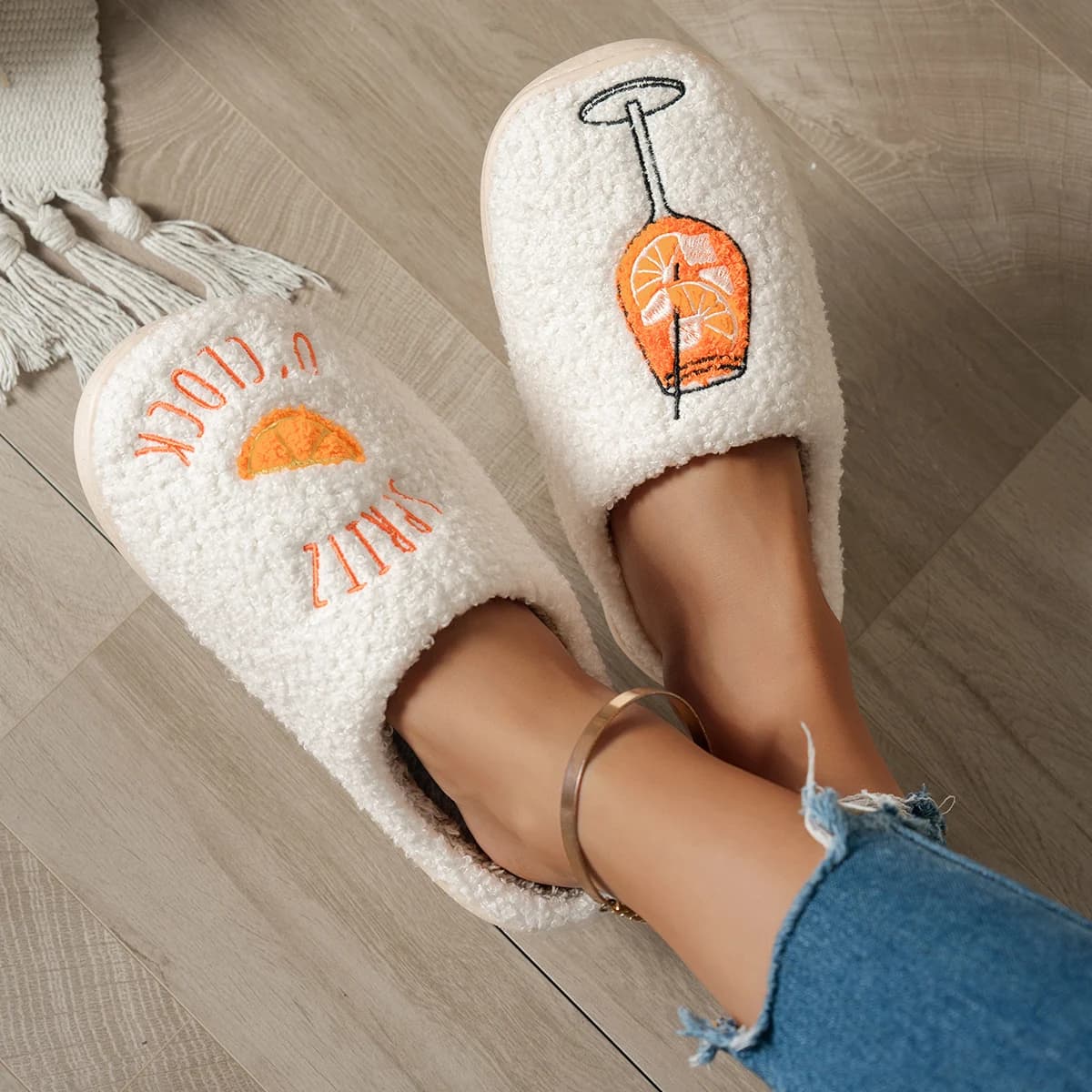 Spritz O'Clock Comode scarpe da donna Aperol Spritz Pantofole invernali per interni Soffici pantofole Doccia Ragazza Festa Sposa Mamma Regalo Scarpe da casa