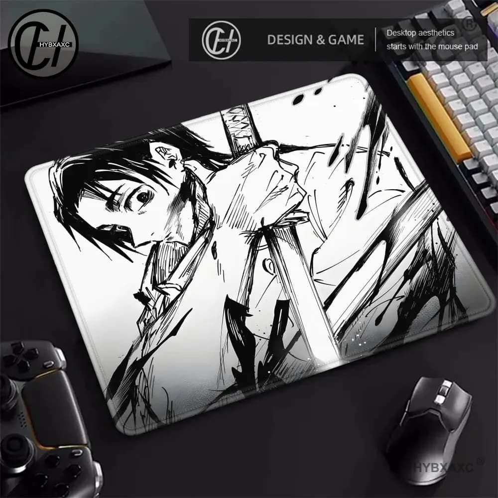 Black and white anime Mouse Pad Manga Kaisen Yuta Okkotsu Laptop Office Jujutsu Rubber Table Pc Gaming HD Printing Non-Slip Mat