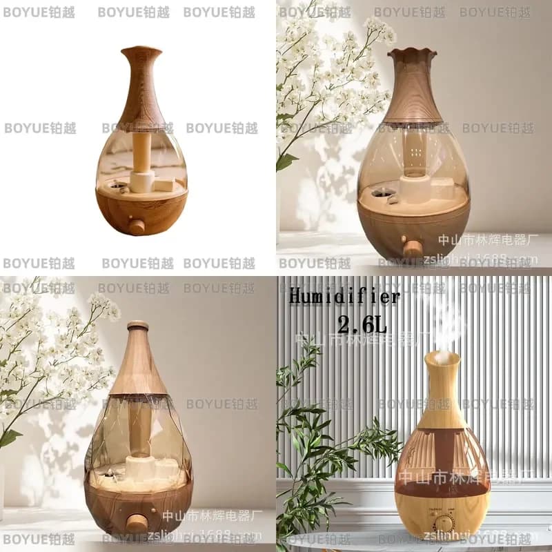 Wood Grain Ultrasonic Humidifier 2.6L Aromatherapy Diffuser Mist Maker for Home Bedroom Office Air Moisturizer Quiet