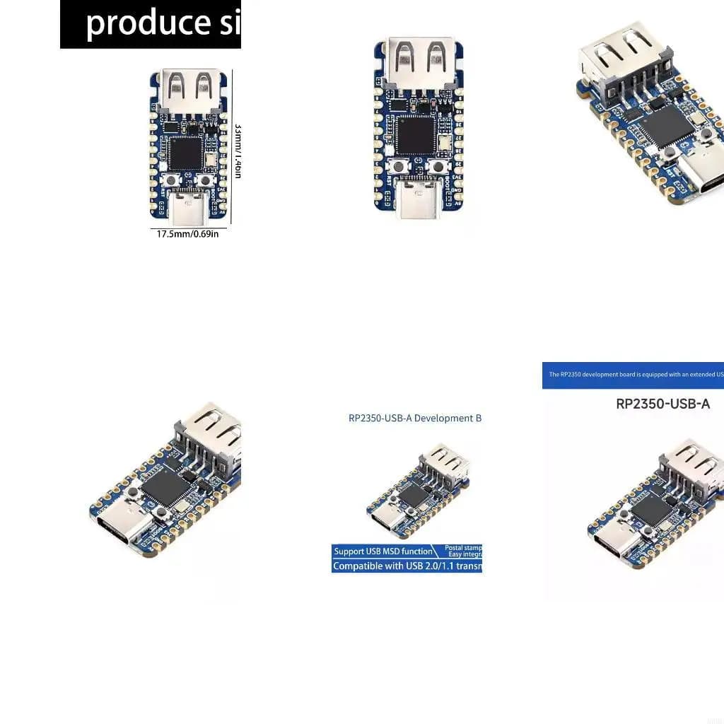 RP2350 Small Board with 15 GPIO, USB-A Male End, USB C Port, 150MHz Speed and Flash Storage for Study Use and DIY Circuit Work