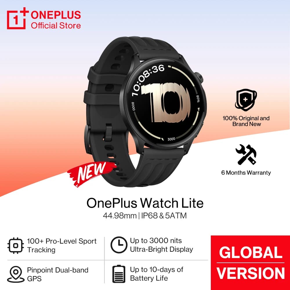 Anteprima mondiale OnePlus Watch Lite Smart Watch Versione globale Fino a 10 giorni di durata della batteria GPS dual band Display AMOLED da 1,46 pollici