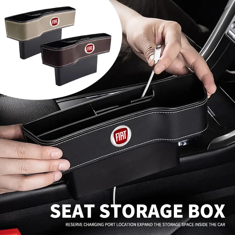 Seggiolino auto Gap Organizer Scatola multifunzionale in pelle per Fiat 500 Abarth Grande Punto Tipo Panda Ducato Stilo Fiorino Doblo FR