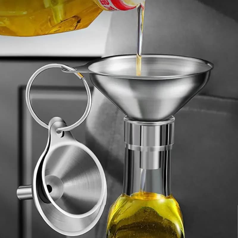 Set di imbuti da cucina in acciaio inossidabile da 3 pezzi per riempire bottiglie Mini imbuti in metallo Versamento di olio Versamento di vino Strumento Bar Accessori da cucina