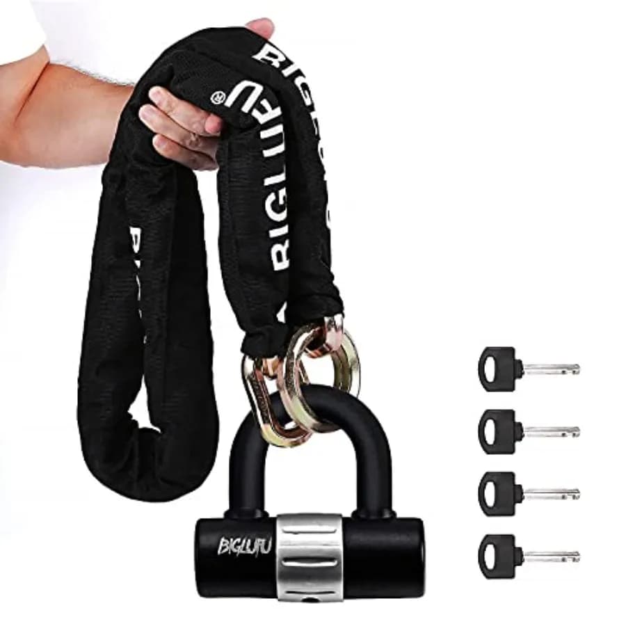 Motorcycle Chain Lock 150cm/5ft Heavy Duty Bike Chain Lock Anti-Theft Durable Cut Proof 14mm Thick Security Bicycle Chain with