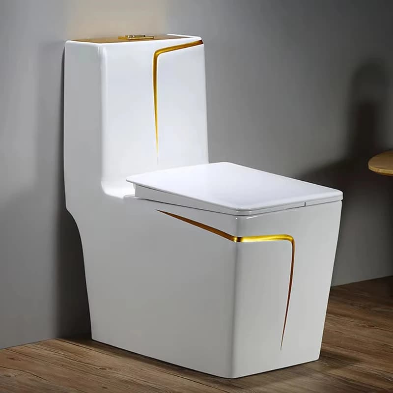 Factory White Color Toilet Factory Gold Line Toilet Bowl With S Trap Wholesale Special Design Easy To Clean And Save Space