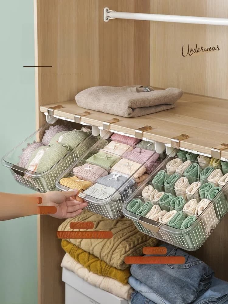 Transparent Drawer Style Underwear Socks Storage Box Home Clothes Wardrobe Organizer Dividers PVC Material Nordic Style