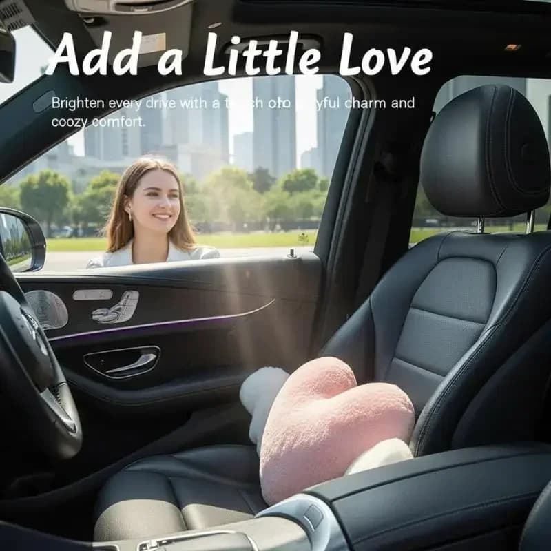 Heart-Shaped Car Headrest Plush Love Neck Pillow Seat Universal Lumbar Pillow Support Accessorie Back Car Seat Back Pillow