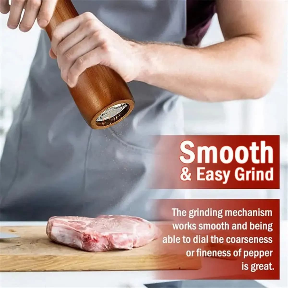 MALL Manual Salt and Pepper Grinder Sets 304 Stainless Steel Head Home Cooker Spice Grinder Ceramic Shaker Pepper Mill Set