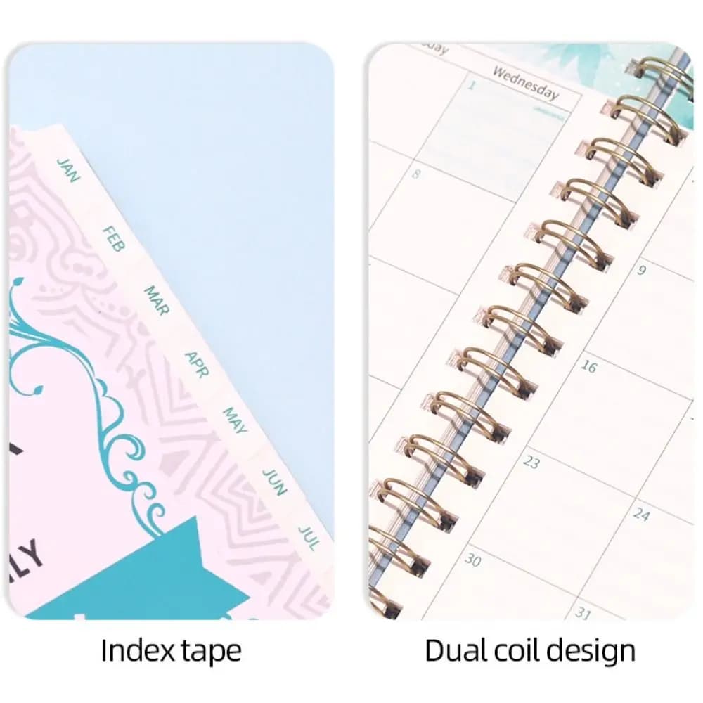 Agenda Settimanale e Mensile A5 2026 con Copertina in Pelle PU, Quaderno a Spirale con Elastico, Pagine da Completare, per Studio e Appunti Quotidiani