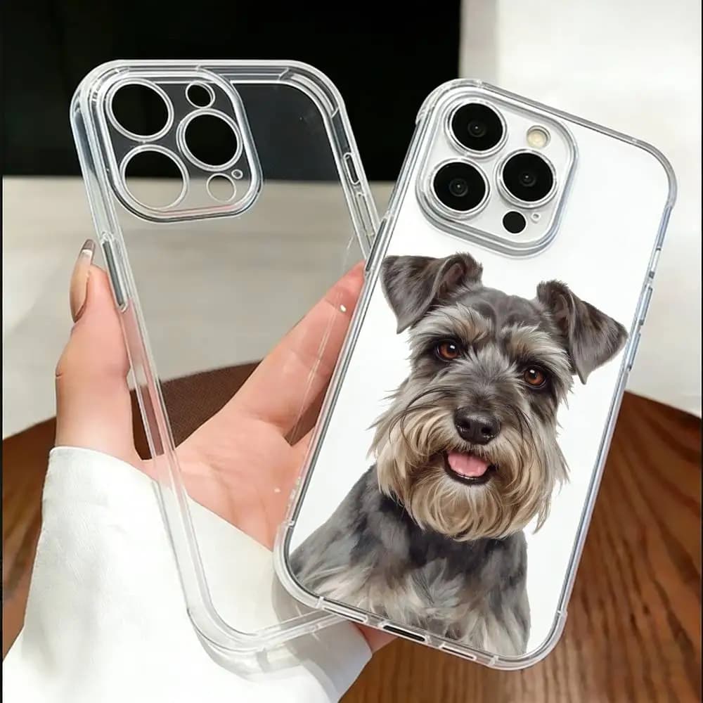 Schnauzer Dog Phone Case For iPhone 17 16 15 14 13 12 11 Mini Pro Max Plus Transparent Cover