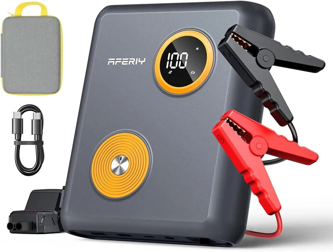 Avviatore di emergenza UltraSafe 2000A, 88 Wh, 12 V, porte USB, LCD, torcia 3 in 1 per gas da 6,0 litri e diesel da 3,0 litri