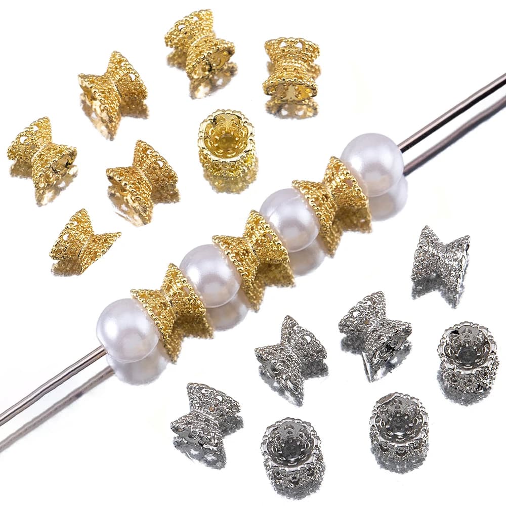 5 or 10 Pieces of Flower Beads Cable 5*6mm 14K Gold Plated for Bracelets and Necklaces Creation, Accessories for DIY Jewelry, Wholesale
