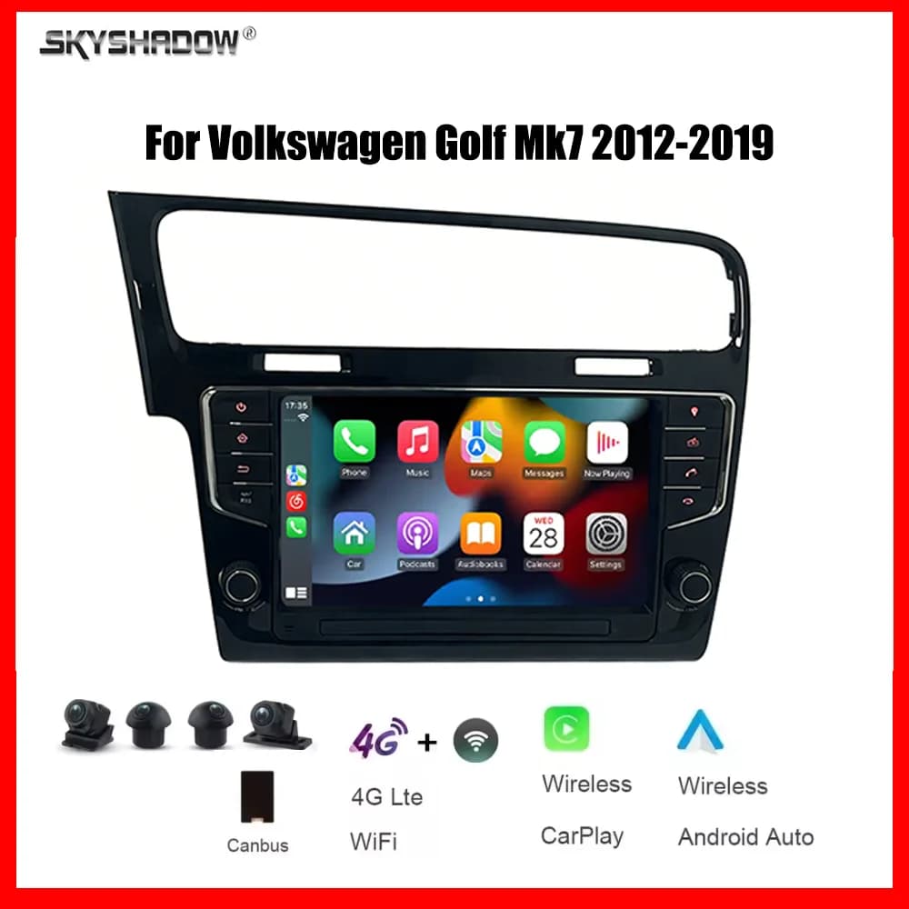 Autoradio multimediale 9" CarPlay Android 15 8 Core 12G+256G con 4G Bluetooth GPS Navigazione per Volkswagen Golf Mk7 2012-2019