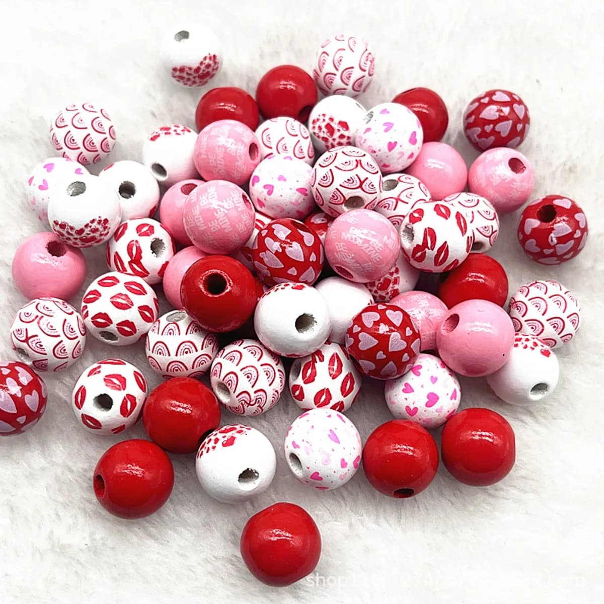 TX39 10pcs 16mm Valentine's Christmas Day Natural Wood Beads Round Spacer Wooden Beads for Diy Bracelet Earring Making Supplies