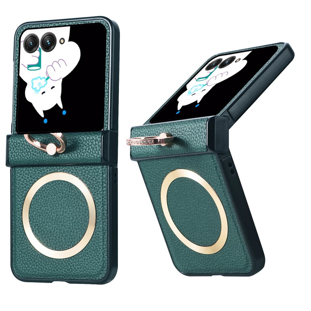 Custodia Magsafe per Motorola Razr 40 Ultra Leather Magnetic Charging Connect Ring Holder Cover per telefono MotorolaRazr40Ultra XT2321-3