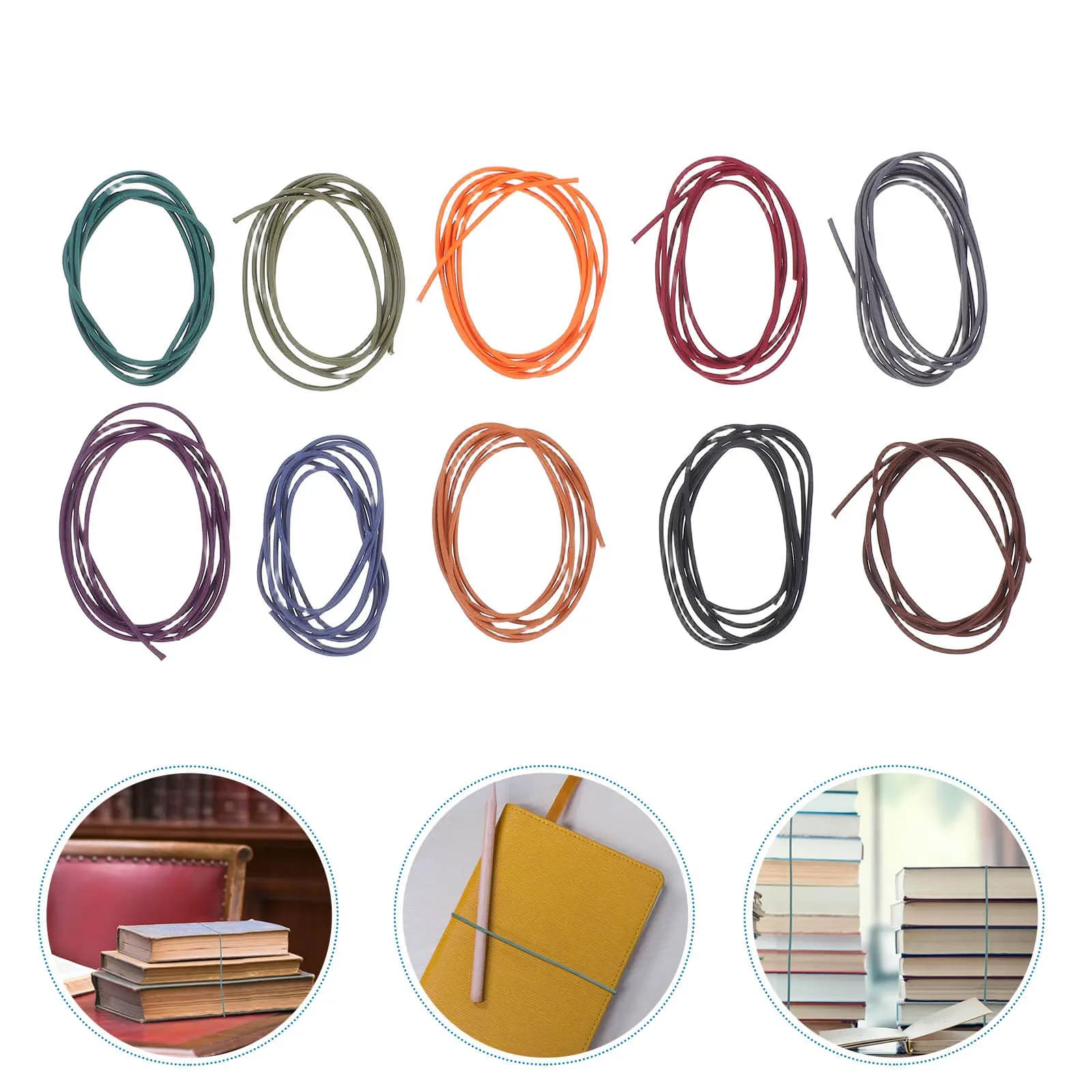 10 Pezzi Elastici in Nylon Regolabili per Quaderni, Cinghie per Diari di Viaggio, Organizer e Accessori
