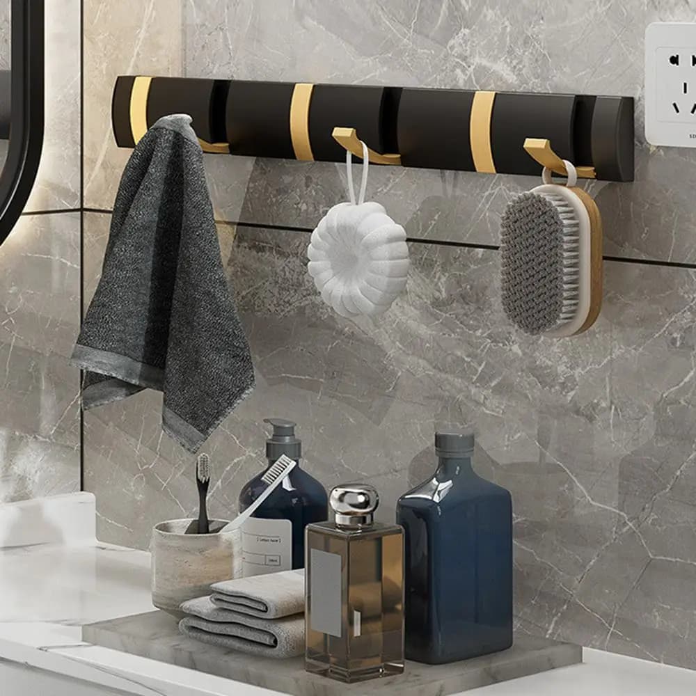 Accessori da bagno in alluminio per porta del bagno, appendiabiti da parete, porta asciugamani, ganci porta vestiti
