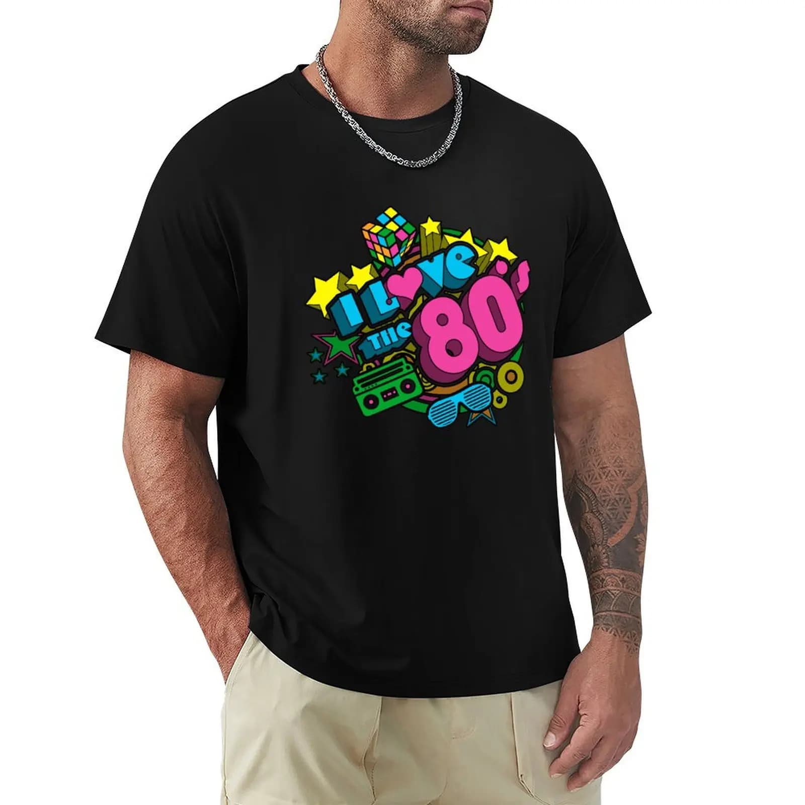 I Love The 80s Retro Eighties Pop Culture Throwback T-Shirt Fashion Simple Casual Tee Shirt