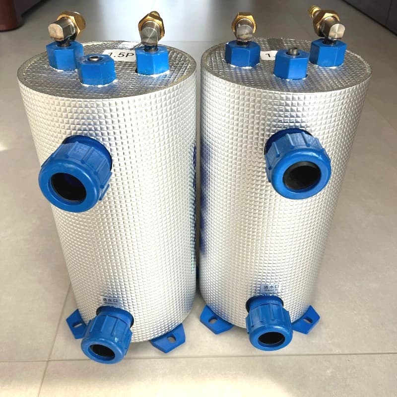 1.5HP Small Pure Titanium Evaporator Cold & Warm Titanium Gun Heat Exchanger For Seafood Fish Pool Aquarium Chiller