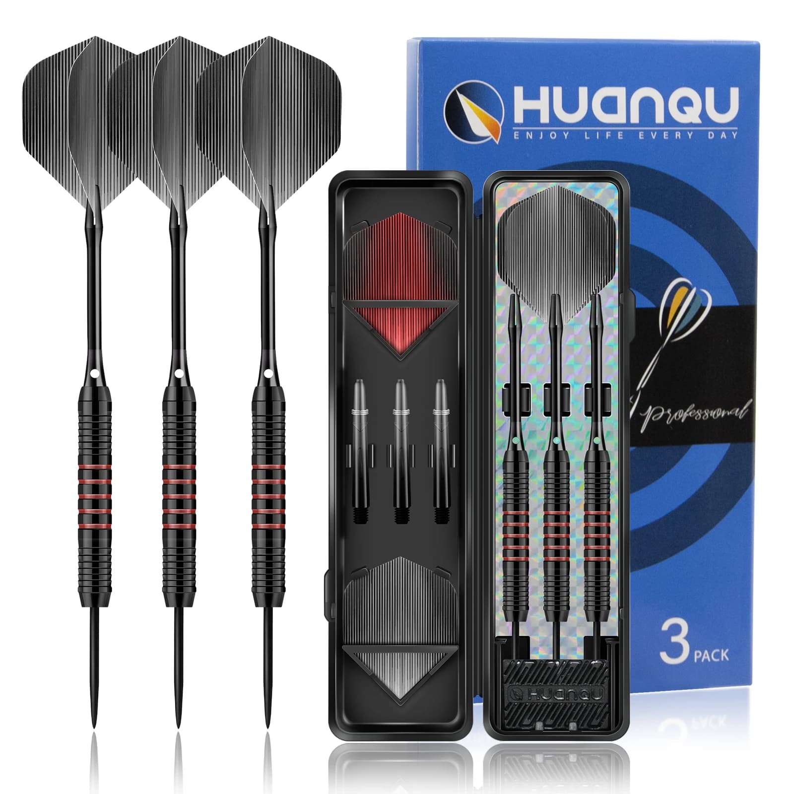 Set di freccette professionali da 24g, freccette con punta rigida, include aste per freccette da 47mm, alette standard e pietra per affilare le freccette. Per competizioni e allenamenti indoor, accessori per bersagli da freccette, combinazione di colori rosso e nero, adatti per principianti adulti e giocatori esperti, una scelta top per gli appassionati di freccette, regalo per le vacanze/regalo di compleanno