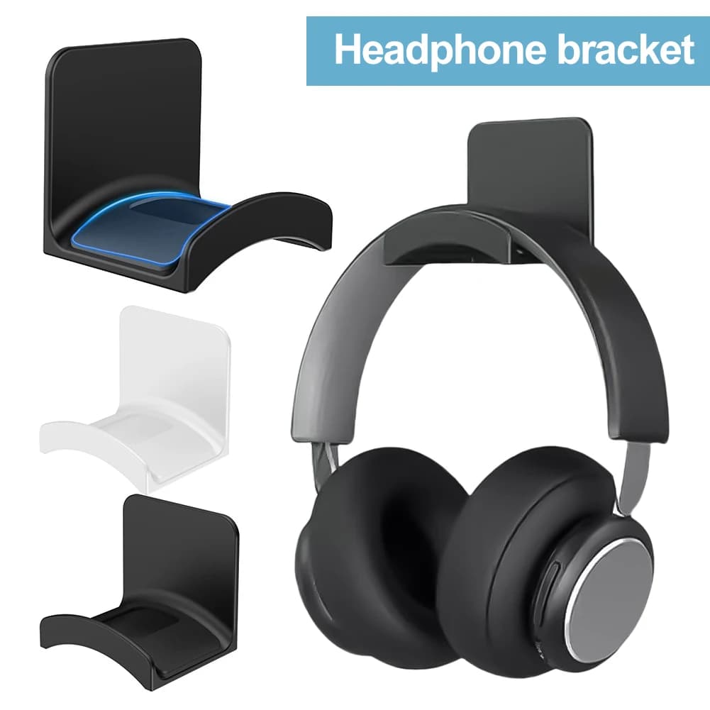 Universal Wall Mount Holder Stand Adhesive Headphone Hanger Headphone Holder for Easy Damage-Free Wall Desk Or PC Mounting